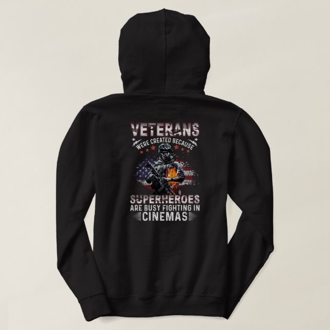 Sudadera Veteranos porque superhéroes ocupados en cines (Reverso del diseño)