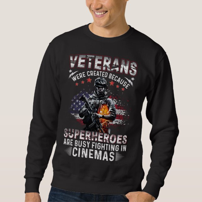 Sudadera Veteranos porque superhéroes ocupados en cines (Anverso)