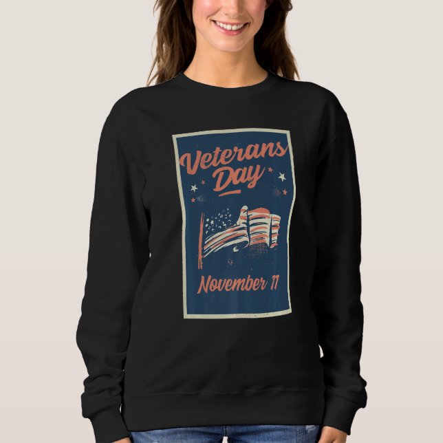 Sudadera Veterans Day November 11 with US Flag (Anverso)
