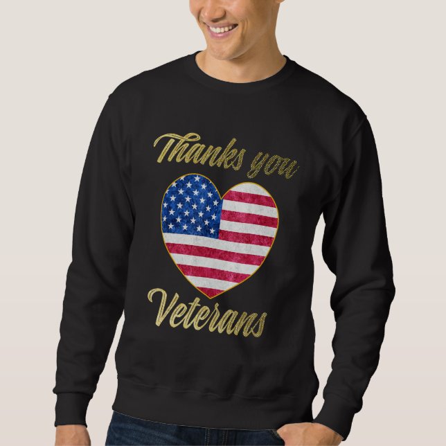 Sudadera Veterans Day with American flag for Men Dad Women  (Anverso)