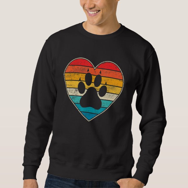 Sudadera Veterinarian Vet Tech Retro Sunset Paw Print Dog C (Anverso)