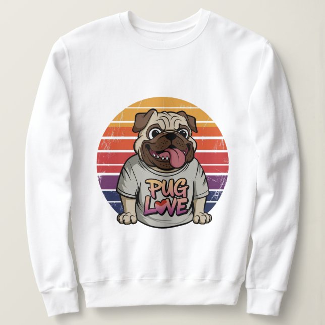Sudadera Vibes de amor de Pug (Anverso del diseño)