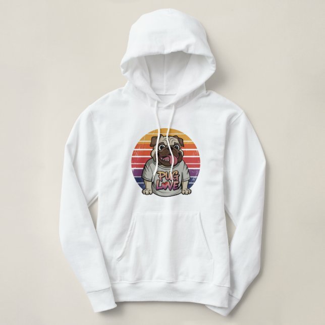 Sudadera Vibes de amor de Pug (Diseño del anverso)