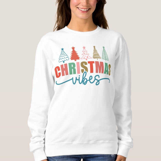 Sudadera Vibes de navidades - Diseño de árboles de vacacion (Anverso)