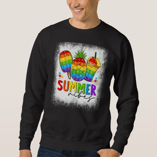 Sudadera Vibes de verano blanqueadas Poppin Rainbow Pineapp (Anverso)