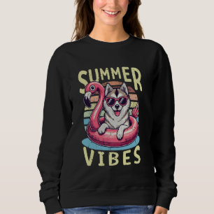 Sudadera Vibes de verano retro Alaskan Klee Kai Dog Mom Vac