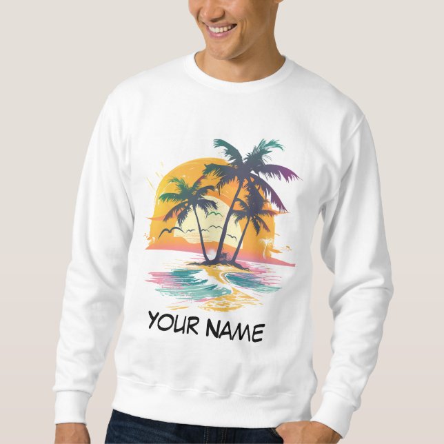 Sudadera Vibes tropicales de atardecer - Palmeras y diseño  (Anverso)