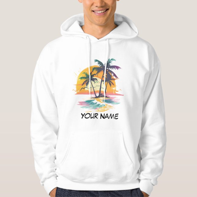 Sudadera Vibes tropicales de atardecer - Palmeras y diseño  (Anverso)