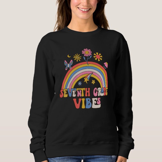 Sudadera Vibraciones de 7º grado arcoíris Diseño retro para (Anverso)