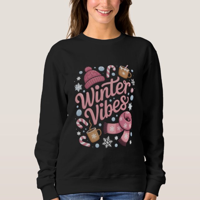 Sudadera Vibraciones de Invierno Temporada Clima Frío Hola  (Anverso)