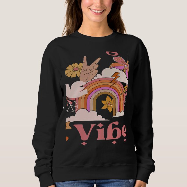 Sudadera Vibraciones de Pregrado Escuela Groovy Retro Boho  (Anverso)