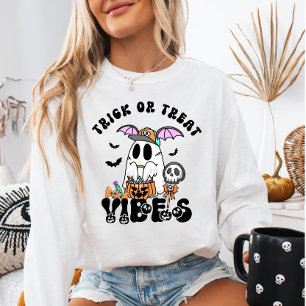 Sudadera Vibraciones de Truco o Trato Fantasma y Dulces Ret