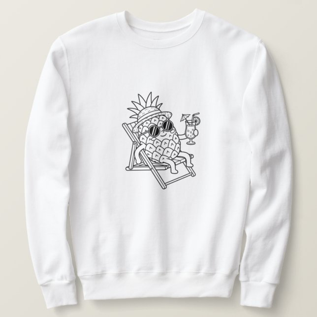 Sudadera Vibraciones de verano de piña fresca (Anverso del diseño)