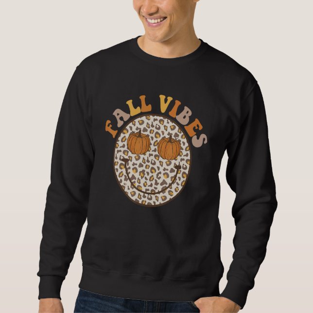 Sudadera Vibraciones Geniales de Otoño Cara Sonriente Retro (Anverso)