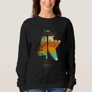 Sudadera Vibraciones Retro de Invierno Árboles y Snowboard