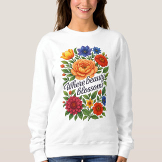 Sudadera Vibrant Floral Art Sweatshirt for Women