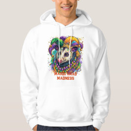 Sudadera Vibrant Mardi Gras possum in jester mask and beads