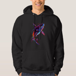 Sudadera Vibrant Neon Shark Modern Digital Ocean