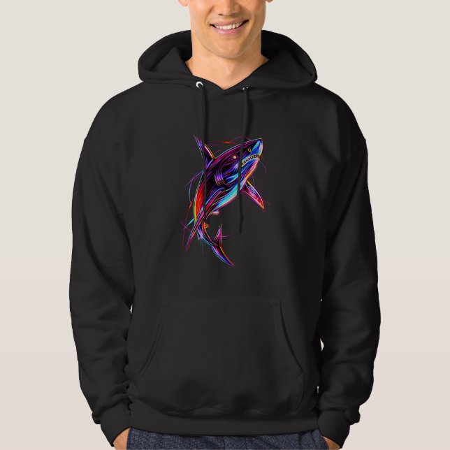 Sudadera Vibrant Neon Shark Modern Digital Ocean (Anverso)