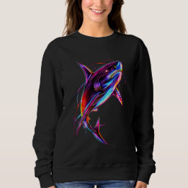 Sudadera Vibrant Neon Shark Modern Digital Ocean