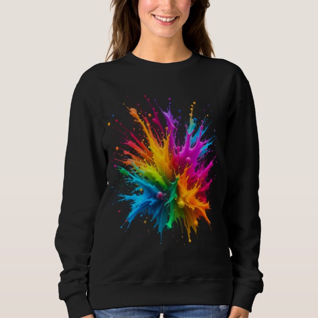 Sudadera Vibrant Rainbow Paint Splatter Explosion (Anverso)