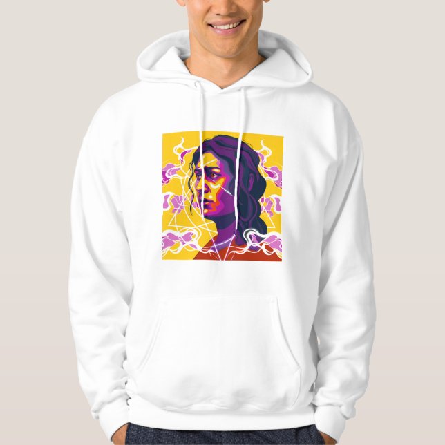 Sudadera Vibrant Stylized Portrait with Abstract Elements (Anverso)