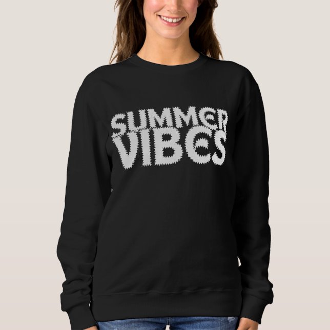 SUDADERA VIBRAZONES DE VERANO TIPOGRAFÍA BLANCA (Anverso)