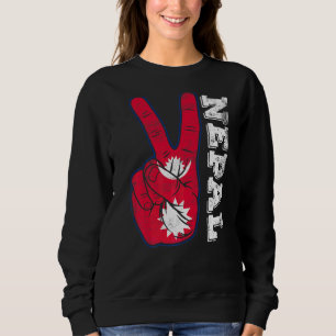 Sudadera Victoria retro Dos dedos bandera de Nepal patriota