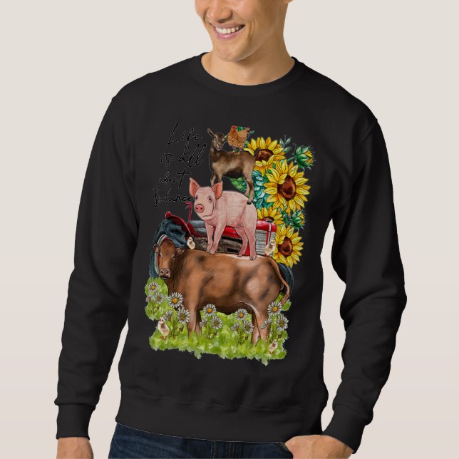 Sudadera Vida Acerca Del Equilibrio De La Granja De Vaca De (Anverso)
