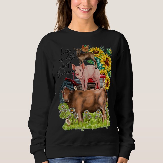 Sudadera Vida Acerca Del Equilibrio De La Granja De Vaca De (Anverso)