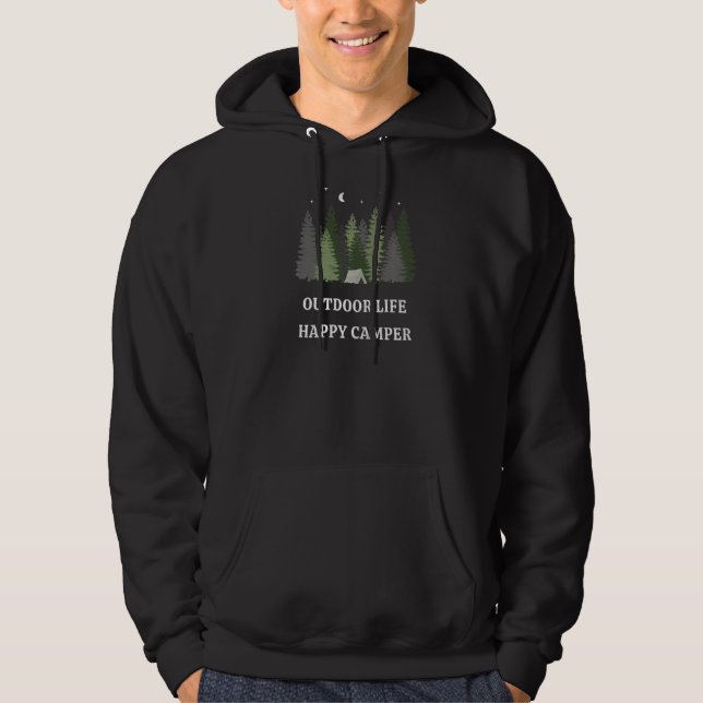 Sudadera Vida al aire libre Feliz Camper Forest Trees Campi (Anverso)