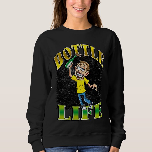 Sudadera Vida de Botella Borracho Licor Alcohol Resaca Vint (Anverso)