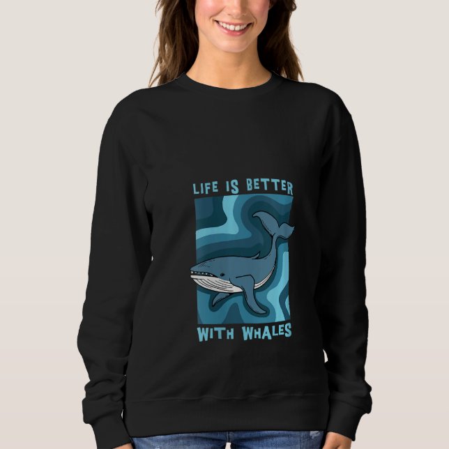 Sudadera Vida de las mujeres con animales de mar de ballena (Anverso)