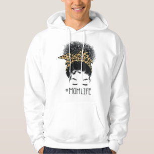 Sudadera Vida de mamá afro moño desordenado leopardo divert