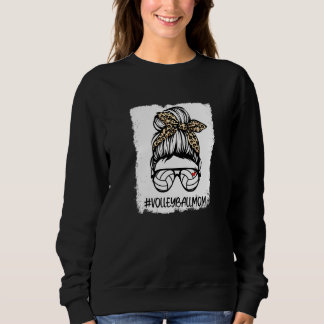 Sudadera Vida de mamá de voleibol blanqueada Leopard Moño D
