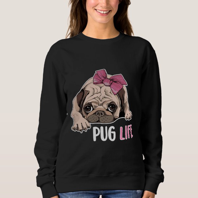 Sudadera vida de pug , pug divertida , perro de pug , regal (Anverso)