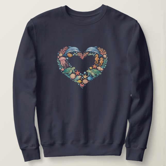 Sudadera Vida Marina del Corazón de Agua Salada (Anverso del diseño)