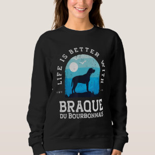 Sudadera Vida Mejor Beso de Bourbonnais Perro Azul Vintage
