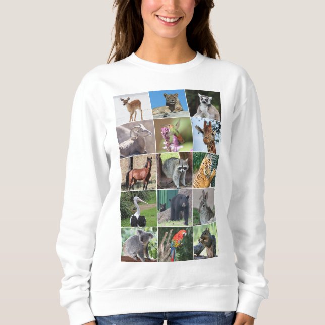 Sudadera Vida silvestre 15 animales capturados en el bosque (Anverso)