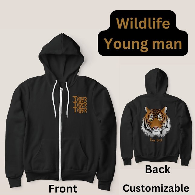 Sudadera Vida silvestre personalizado Tiger Animal negro po (Subido por el creador)