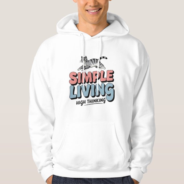 Sudadera Vida simple, pensamiento alto - gato bonito Minima (Anverso)