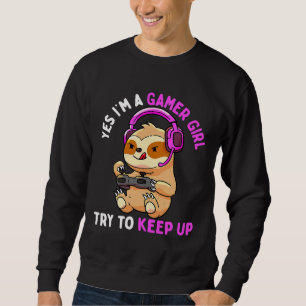 Sudadera Vídeo de juegos de eslogan de Chica de jugador