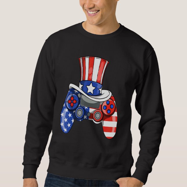 Sudadera Video Game 4 Of July Controller American Flag Ki (Anverso)