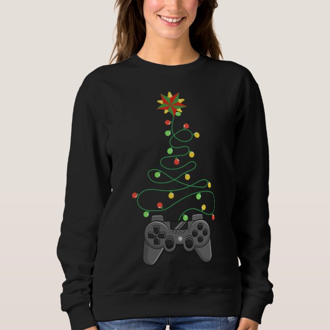 Sudadera Video Game Controller Christmas Tree Lights Funny (Anverso)
