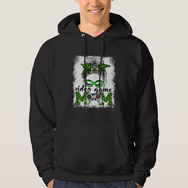 Sudadera Video Game Mom Mother's Day Game Day Messy Bun Leo (Anverso)