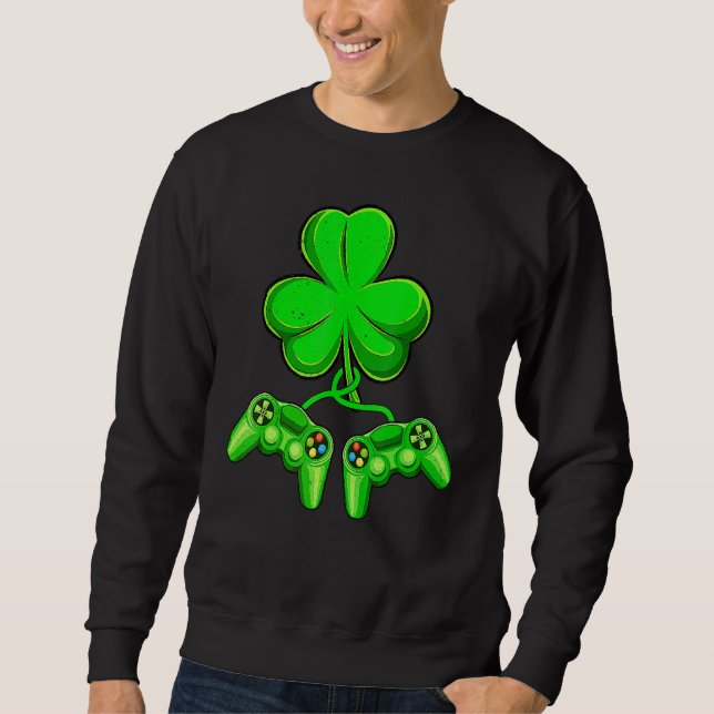 Sudadera Video Game Shamrock Game Controller Happy St Patri (Anverso)