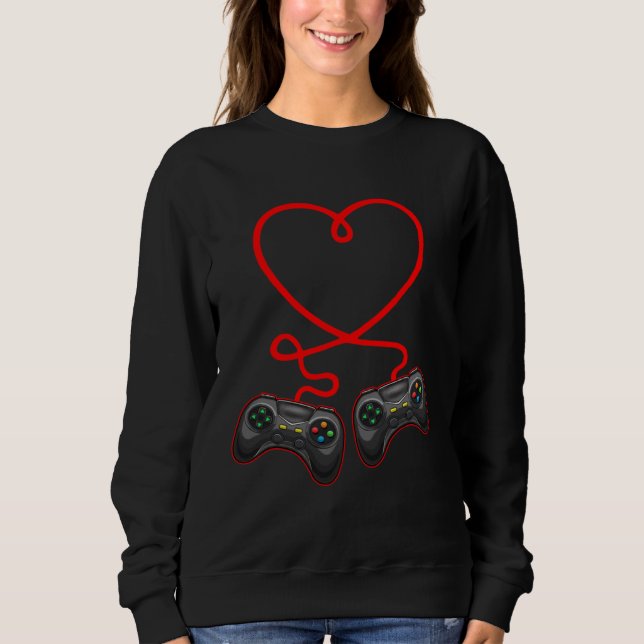 Sudadera Video Gamer Heart Controllers Valentines Day Boys  (Anverso)