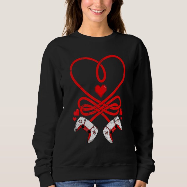 Sudadera Video Gamer Valentines Day Shirt Controllers Heart (Anverso)