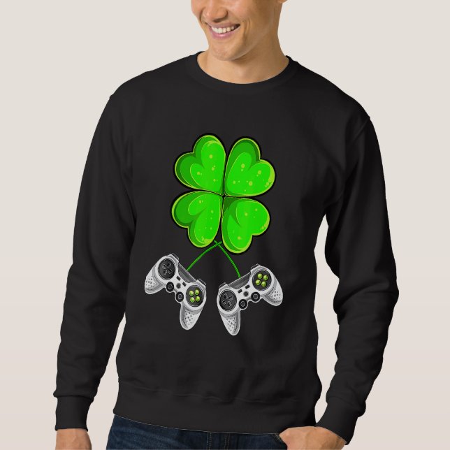 Sudadera Videojuego de amor Shamrock Love en el Día de San  (Anverso)