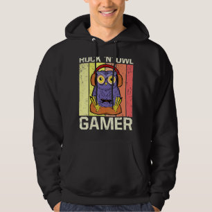Sudadera Videojuego vintage que dice Gaming Rock N Owl Game